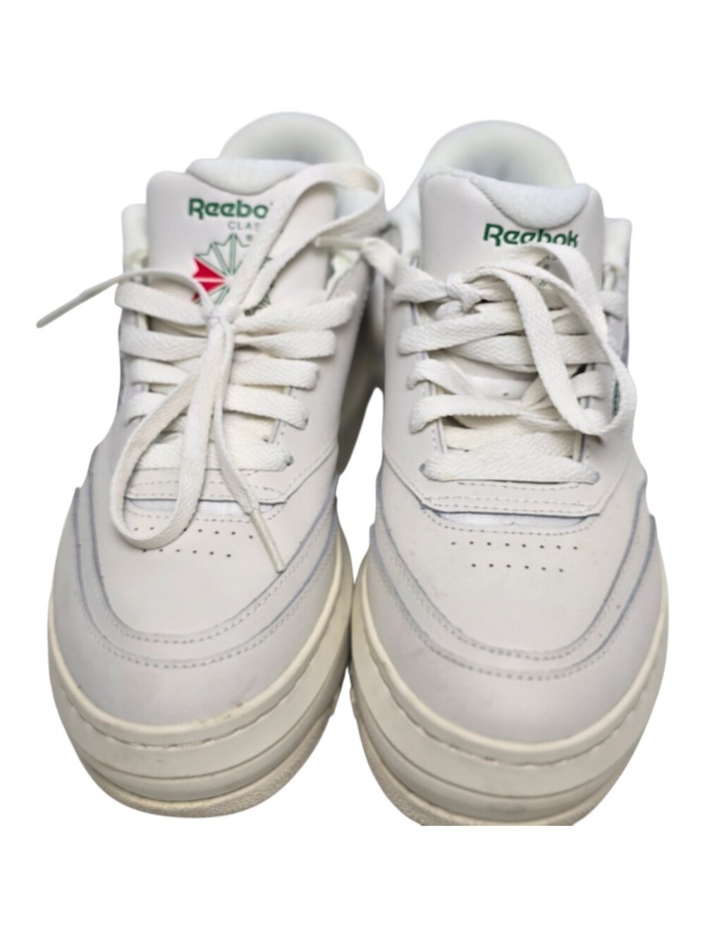 Reebok Club C Extra Women’s White Platform Sneakers  Lace-Up Chunky Size 8